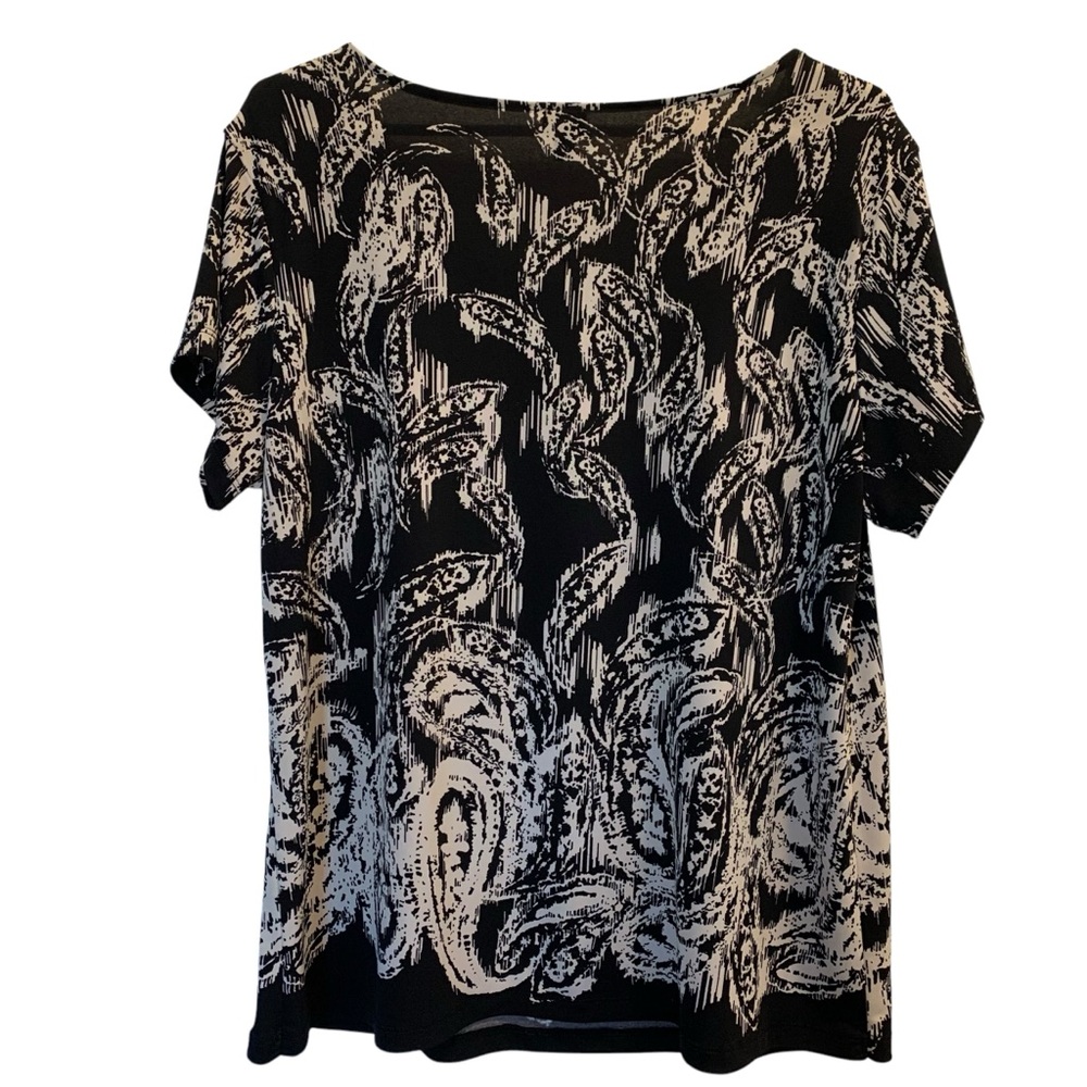 Rafaella Scoop Neck Short Sleeve Paisley Top Size 1X - Picture 4 of 11